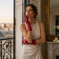 FC04 (deep red) - Women's Italian cashmere lined leather gloves 3