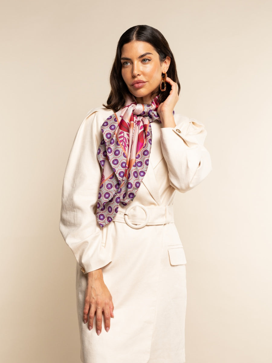 Bruna (pink)- Soft and lightweight Italian foulard from pure silk