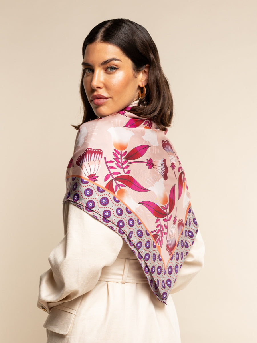 Bruna (pink)- Soft and lightweight Italian foulard from pure silk