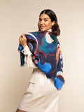 Giorgia (blue/red) - Italian soft and lightweight foulard made from pure silk 9