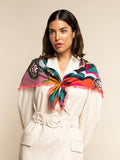Giorgia (green/pink) - Italian soft and lightweight foulard made from pure silk 9