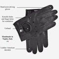 Leonardo (black) - Italian driving gloves made of American deerskin leather 9