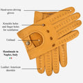 Leonardo (yellow) - Italian driving gloves made of American deerskin leather 10