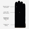 Luciano (black) - Handmade Italian knitted wool gloves with luxurious cashmere lining 10