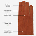 Tommaso - Italian suede leather gloves with luxurious natural sheep fur lining 10