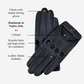 Alessa (black) - Classic Italian lambskin leather driving gloves 9