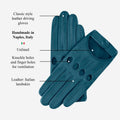 Alessa (turquoise) - Classic Italian lambskin leather driving gloves 3