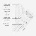 Alessa (white) - Classic Italian lambskin leather driving gloves 10