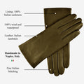 Isabella (green) - Italian lambskin leather gloves with luxurious cashmere lining 9