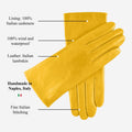 Isabella (yellow) - Italian lambskin leather gloves with cashmere lining 6