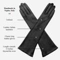 Lucia (black) - Italian unlined 12-button length leather opera gloves 9