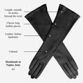 Lucia (black) - Italian unlined 16-button length leather opera gloves 9