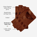 Rossana (cognac) - Italian fingerless lambskin leather driving gloves 8