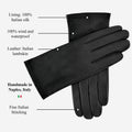 Sofia (black) - Italian lambskin leather gloves with silk lining 7