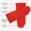 Sofia (red) - Italian lambskin leather gloves with silk lining 8