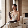 FS02Z (darkbrown) - Women’s unlined Italian lambskin leather gloves 3