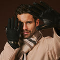 Fabrizio (black) – Tweed men's gloves with touchscreen capability and adjustable snap button 1