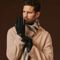 Fabrizio (black) – Tweed men's gloves with touchscreen capability and adjustable snap button 6