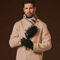 Fabrizio (black) – Tweed men's gloves with touchscreen capability and adjustable snap button 8