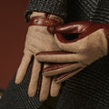 Fabrizio (brown) - Italian tweed men’s gloves with touchscreen capability and adjustable snap button 4