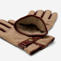 Fabrizio (brown) - Italian tweed men’s gloves with touchscreen capability and adjustable snap button 3