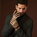 Fabrizio (brown) - Italian tweed men’s gloves with touchscreen capability and adjustable snap button 9