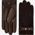 Fabrizio (dark brown) - Italian tweed men’s gloves with touchscreen capability and adjustable snap button 1