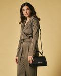Federica (black) - Italian calf leather women's crossbody bag (with shoulder strap) 3