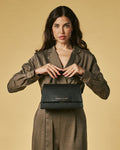 Federica (black) - Italian calf leather women's crossbody bag (with shoulder strap) 4