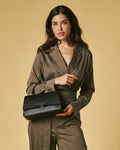 Federica (black) - Italian calf leather women's crossbody bag (with shoulder strap) 6