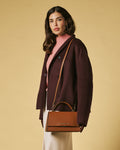 Federica (cognac) - Italian calf leather women's crossbody bag (with shoulder strap) 1