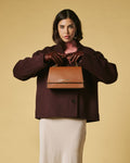 Federica (cognac) - Italian calf leather women's crossbody bag (with shoulder strap) 6