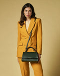 Federica (green) - Italian calf leather women's crossbody bag (with shoulder strap) 5