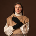 Florentina (black) - Handmade Italian knitted wool gloves with luxurious cashmere lining 2