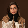 Florentina (black) - Handmade Italian knitted wool gloves with luxurious cashmere lining 9