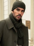Napoli (dark green) - Italian 100% cashmere ribbed scarf (unisex) 9