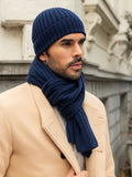 Napoli (navy blue) - Italian 100% cashmere ribbed scarf (unisex) 9