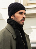 Napoli (black) - Italian 100% cashmere ribbed scarf (unisex) 10
