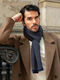 Riccardo (blue & brown) - Italian cashmere scarf with pattern 10