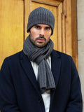 Napoli (dark grey) - Italian 100% cashmere ribbed scarf (unisex) 7