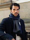 Romeo (blue/grey) - Italian warm and soft scarf made from 100% wool 4