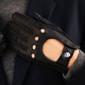 Maria (black) - Italian driving gloves made of American deerskin leather 8