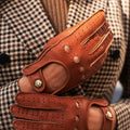 Maria (brown) - Italian driving gloves made of American deerskin leather 5