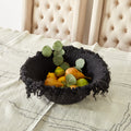 Fringed Skirt Black Decorative Karakul Wool and Mohair Bowl 4