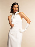 Gabriella (white) - Italian unlined 8-button length leather bridal / opera gloves 2