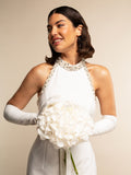 Gabriella (white) - Italian unlined 12-button length leather bridal / opera gloves 4