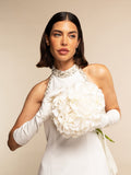 Gabriella (white) - Italian unlined 8-button length leather bridal / opera gloves 4