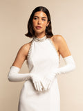 Gabriella (white) - Italian unlined 16-button length leather bridal / opera gloves 4