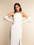 Gabriella (white) - Italian unlined 16-button length leather bridal / opera gloves 6