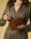 Giada (cognac) - Italian women's crossbody phone wallet with shoulder strap 7